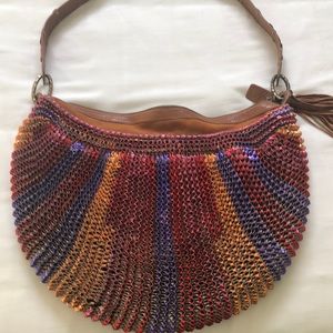 Vintage DVF Tan leather metallic bag